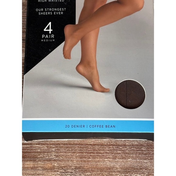 Silk Impressions Sheer All Day Control Top High Waisted 4 Pair Md Coffee Bean - Picture 2 of 6
